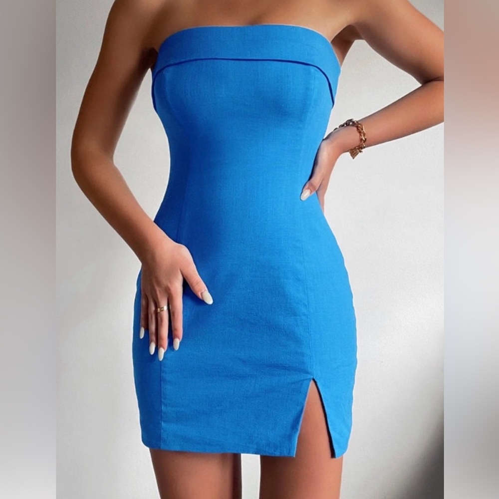 Strapless Blue Dress